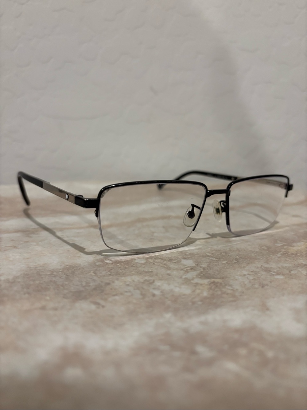 Mont Blanc MB002O0 Men's Black Semi-Rimless Eyeglasses